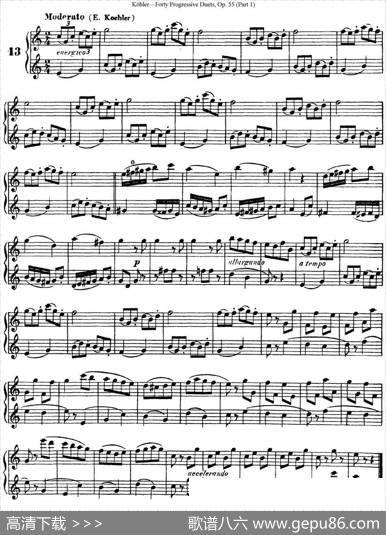 柯勒40首长笛提高练习曲OP.55（NO.13）|Kohler(柯勒)