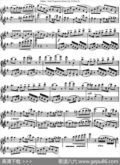 柯勒40首长笛提高练习曲OP.55（二重奏）（NO.1）|Kohler(柯勒)