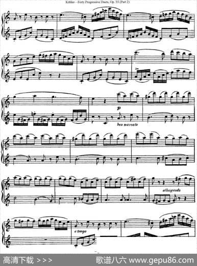 柯勒40首长笛提高练习曲OP.55（二重奏）（NO.1）|Kohler(柯勒)
