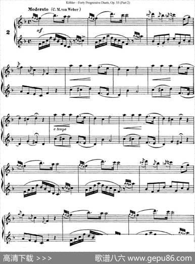 柯勒40首长笛提高练习曲OP.55（二重奏）（NO.2）|Kohler(柯勒)