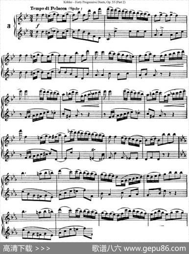 柯勒40首长笛提高练习曲OP.55（二重奏）（NO.3）|Kohler(柯勒)