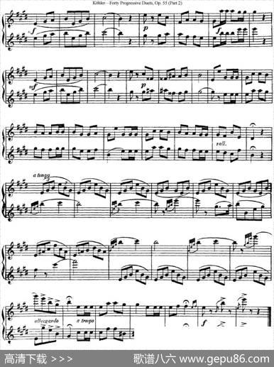 柯勒40首长笛提高练习曲OP.55（二重奏）（NO.4）|Kohler(柯勒)