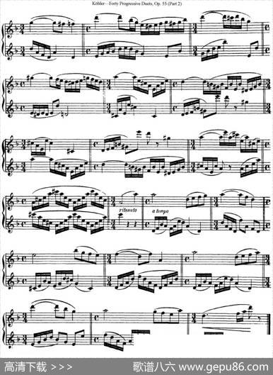 柯勒40首长笛提高练习曲OP.55（二重奏）（NO.5）|Kohler(柯勒)