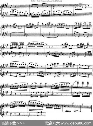 柯勒40首长笛提高练习曲OP.55（二重奏）（NO.6）|Kohler(柯勒)