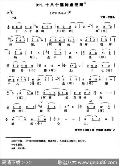 十八个骡驹盘泾阳