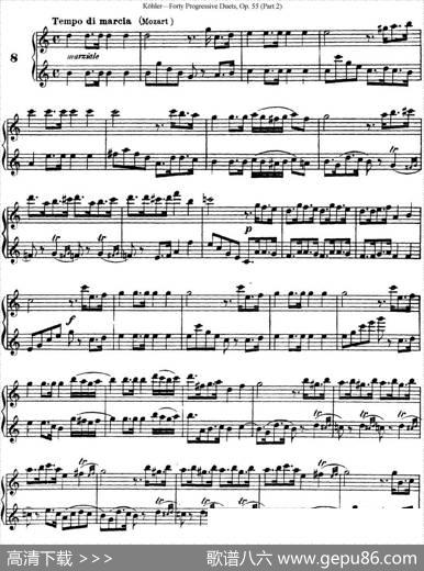 柯勒40首长笛提高练习曲OP.55（二重奏）（NO.8）|Kohler（柯勒）