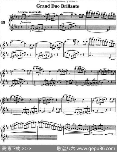 柯勒40首长笛提高练习曲OP.55（二重奏）（NO.13）|Kohler（柯勒）