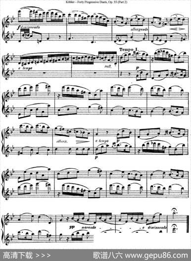 柯勒40首长笛提高练习曲OP.55（二重奏）（NO.14）|Kohler（柯勒）