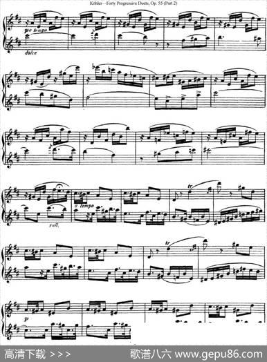 柯勒40首长笛提高练习曲OP.55（二重奏）（NO.15）|Kohler（柯勒）