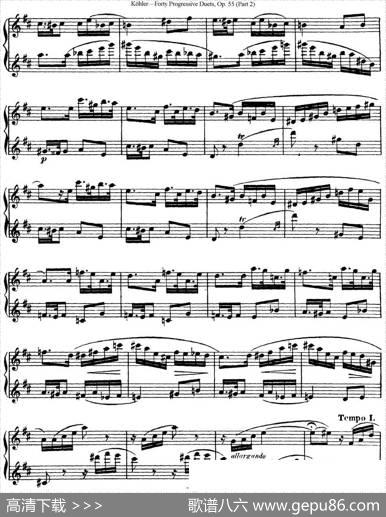 柯勒40首长笛提高练习曲OP.55（二重奏）（NO.15）|Kohler（柯勒）