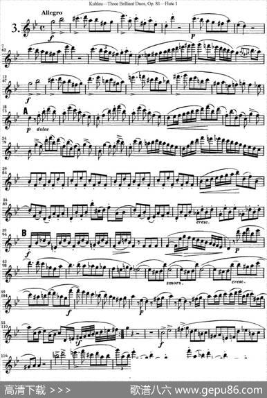 库劳长笛二重奏练习三段OP.81——Flute1（NO.3）|Kuhlau(库劳)