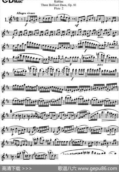 库劳长笛二重奏练习三段OP.81——Flute2（NO.1）|Kuhlau(库劳)