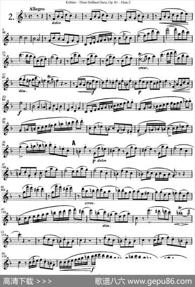 库劳长笛二重奏练习三段OP.81——Flute2（NO.2）|Kuhlau(库劳)