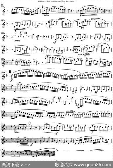 库劳长笛二重奏练习三段OP.81——Flute2（NO.2）|Kuhlau(库劳)