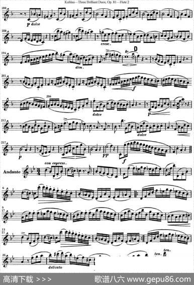 库劳长笛二重奏练习三段OP.81——Flute2（NO.2）|Kuhlau(库劳)