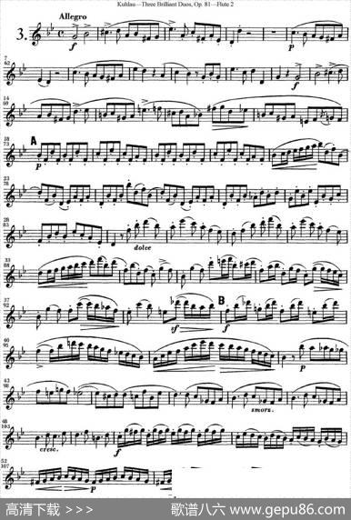 库劳长笛二重奏练习三段OP.81——Flute2（NO.3）|Kuhlau(库劳)