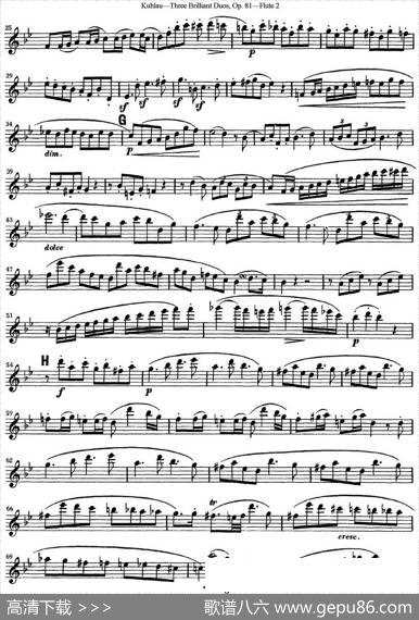库劳长笛二重奏练习三段OP.81——Flute2（NO.3）|Kuhlau(库劳)