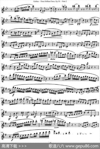 库劳长笛二重奏练习三段OP.81——Flute2（NO.3）|Kuhlau(库劳)