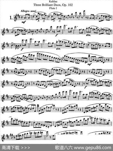 库劳长笛二重奏练习三段OP.102——Flute1（NO.1）|Kuhlau(库劳)