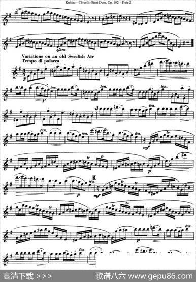 库劳长笛二重奏练习三段OP.102——Flute2（NO.2）|Kuhlau(库劳)