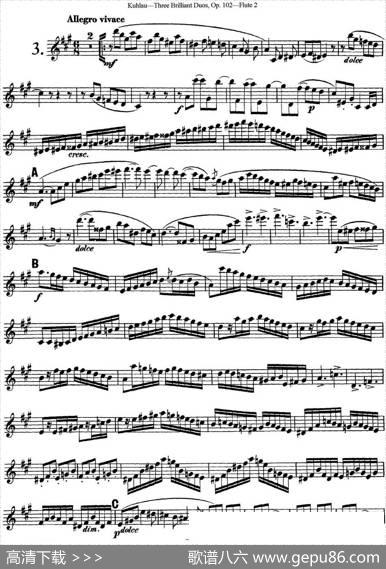 库劳长笛二重奏练习三段OP.102——Flute2（NO.3）|Kuhlau(库劳)