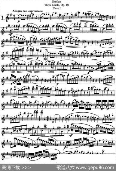 库劳长笛二重奏练习曲Op.10——Flute1（No.1）|Kuhlau(库劳)