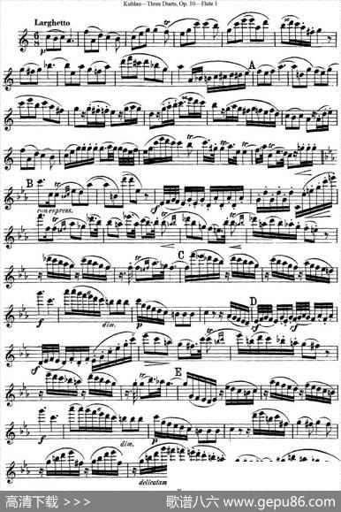 库劳长笛二重奏练习曲Op.10——Flute1（No.1）|Kuhlau(库劳)