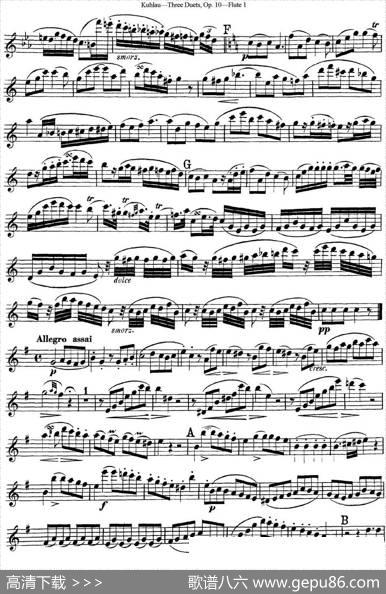 库劳长笛二重奏练习曲Op.10——Flute1（No.1）|Kuhlau(库劳)