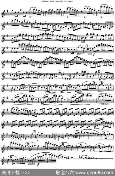 库劳长笛二重奏练习曲Op.10——Flute1（No.1）|Kuhlau(库劳)