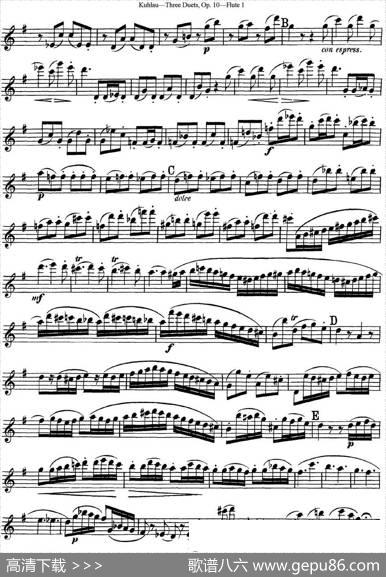 库劳长笛二重奏练习曲Op.10——Flute1（No.3）|Kuhlau(库劳)