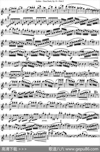 库劳长笛二重奏练习曲Op.10——Flute2（No.1）|Kuhlau(库劳)