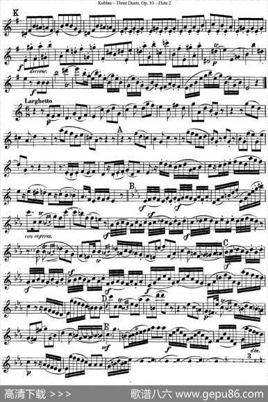 库劳长笛二重奏练习曲Op.10——Flute2（No.1）|Kuhlau(库劳)