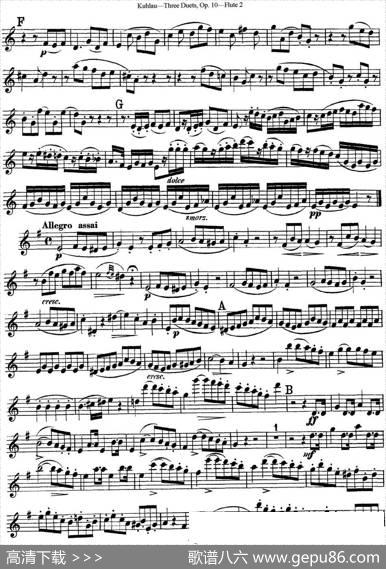 库劳长笛二重奏练习曲Op.10——Flute2（No.1）|Kuhlau(库劳)