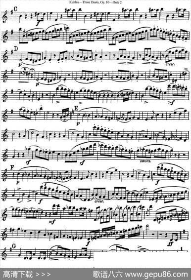 库劳长笛二重奏练习曲Op.10——Flute2（No.1）|Kuhlau(库劳)