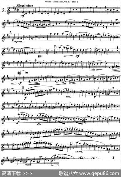 库劳长笛二重奏练习曲Op.10——Flute2（No.2）|Kuhlau(库劳)