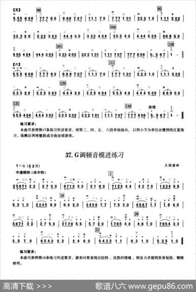 二、G调音阶与音型模进练习（二胡音阶练习）
