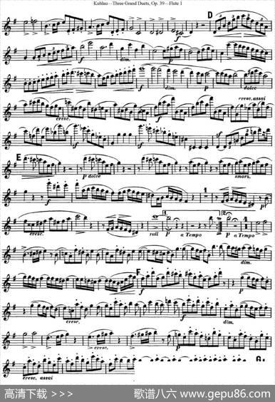 库劳长笛二重奏大练习曲Op.39——Flute1（No.1）|Kuhlau(库劳)