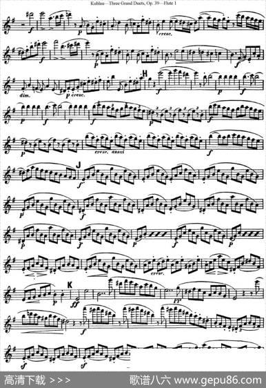 库劳长笛二重奏大练习曲Op.39——Flute1（No.1）|Kuhlau(库劳)