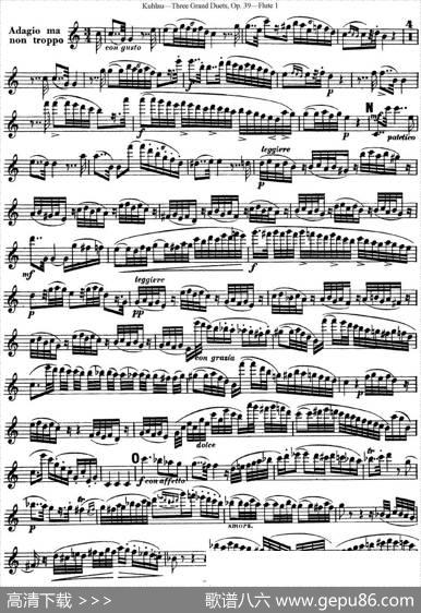 库劳长笛二重奏大练习曲Op.39——Flute1（No.1）|Kuhlau(库劳)