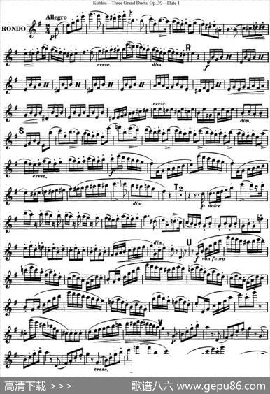 库劳长笛二重奏大练习曲Op.39——Flute1（No.1）|Kuhlau(库劳)