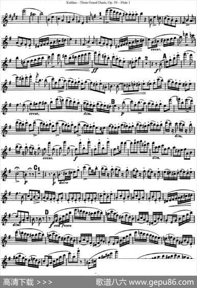 库劳长笛二重奏大练习曲Op.39——Flute1（No.1）|Kuhlau(库劳)