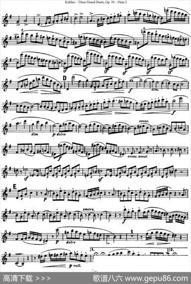 库劳长笛二重奏大练习曲Op.39——Flute2（No.1）|Kuhlau(库劳)