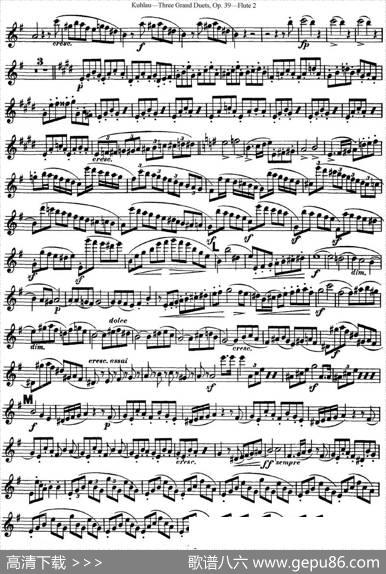 库劳长笛二重奏大练习曲Op.39——Flute2（No.1）|Kuhlau(库劳)