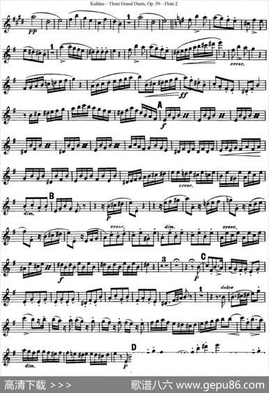 库劳长笛二重奏大练习曲Op.39——Flute2（No.1）|Kuhlau(库劳)