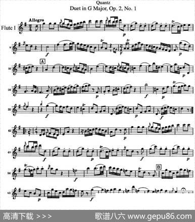 匡茨G大调长笛二重奏Op.2——Flute1（No.1）|Quantz（匡茨）