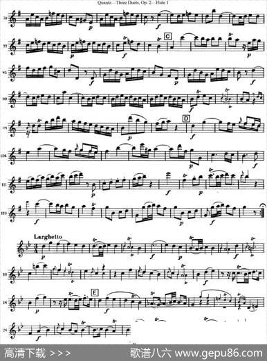 匡茨G大调长笛二重奏Op.2——Flute1（No.1）|Quantz（匡茨）