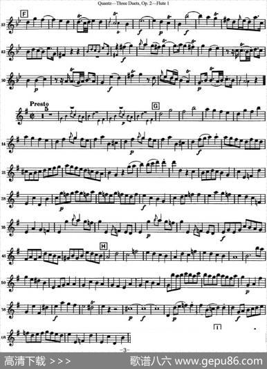 匡茨G大调长笛二重奏Op.2——Flute1（No.1）|Quantz（匡茨）