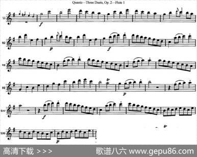 匡茨G大调长笛二重奏Op.2——Flute1（No.1）|Quantz（匡茨）