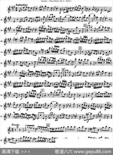 匡茨G大调长笛二重奏Op.2——Flute1（No.2）|Quantz（匡茨）