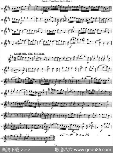 匡茨G大调长笛二重奏Op.2——Flute1（No.3）|Quantz（匡茨）